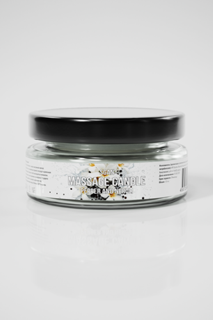 Натуральное твердое массажное масло SGAN с кокосовым воском и эфирными маслами "Перца и нероли" для нежного ухода и расслабляющего массажа, для романтических вечеров с эффектом увлажнения для тела, 50 мл.