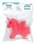 Губка для тела поролоновая детская фигурная RILLY «Единорог», цвет розовый 11*9.5*4см