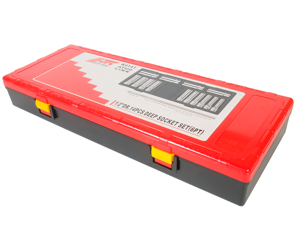 Набор головок торцевых 1/2" 6-ти гранных 10-32мм глубоких 14 предметов в кейсе JTC