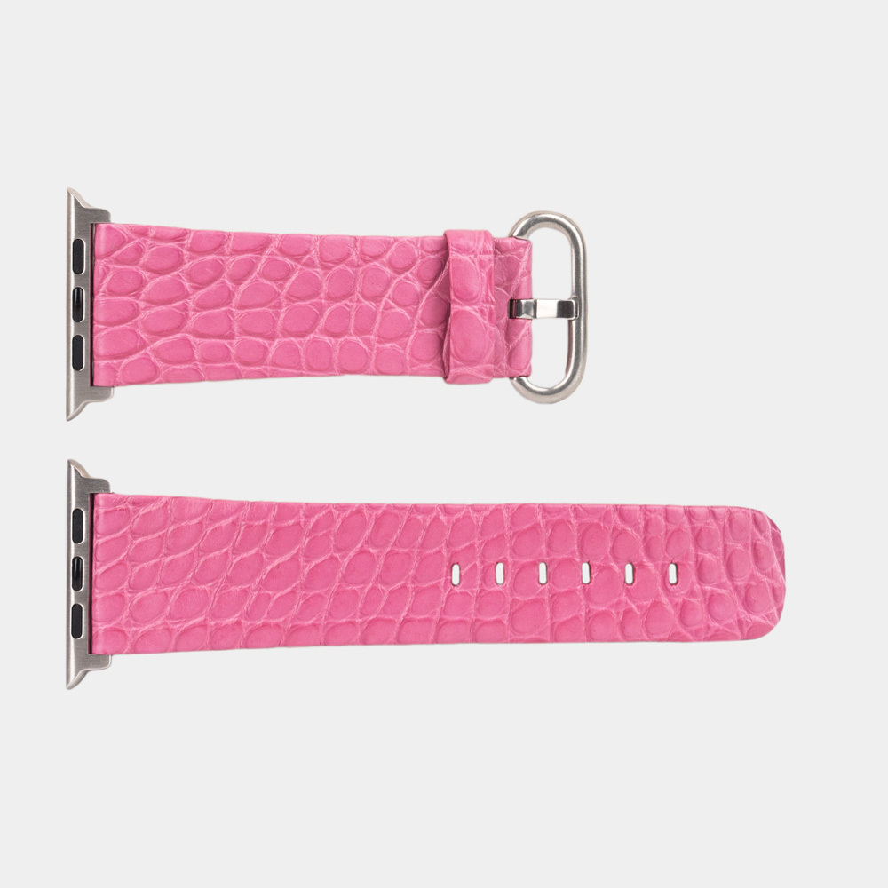 Ремешок для Apple Watch 42/44/45/49mm Classic из кожи аллигатора розового цвета
