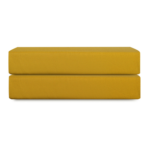 Простыня на резинке из премиального сатина горчичного цвета из коллекции essential, 200х200х30 см