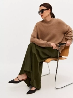 Юбка для весны, атласная, хаки, шелковая на резинке