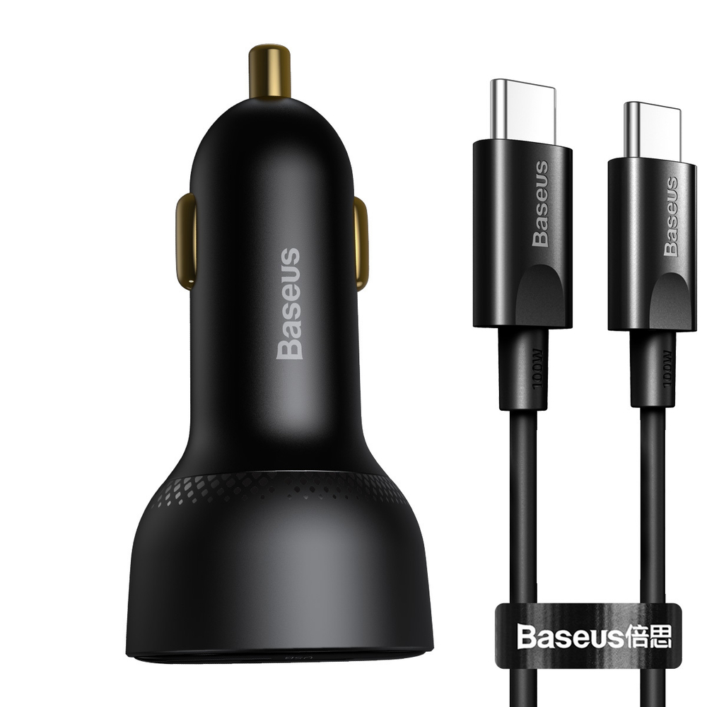 Автомобильная зарядка + Кабель Baseus Superme Digital Display PPS Dual Quick Charger Car Charger U+C 100W Set