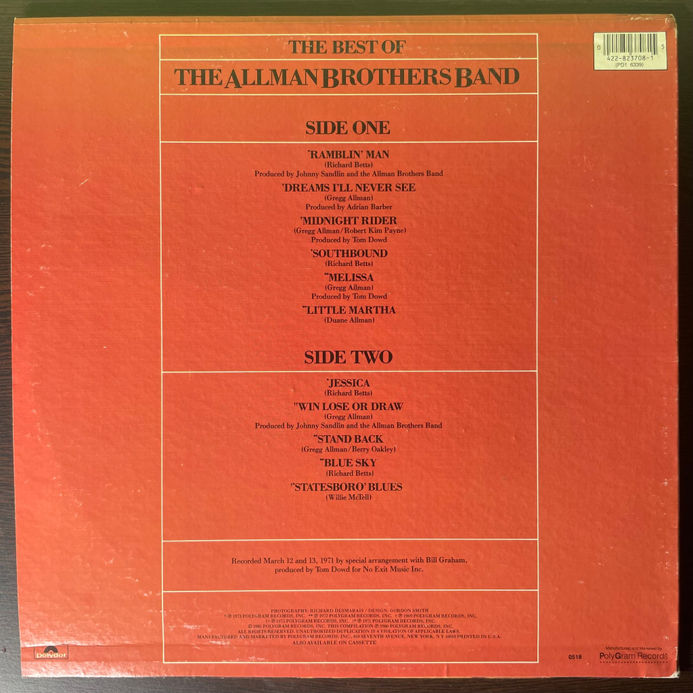 The Allman Brothers Band ‎– The Best Of The Allman Brothers Band (США)