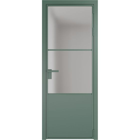 Алюминиевая дверь 20AG зелёный воск стекло матовое