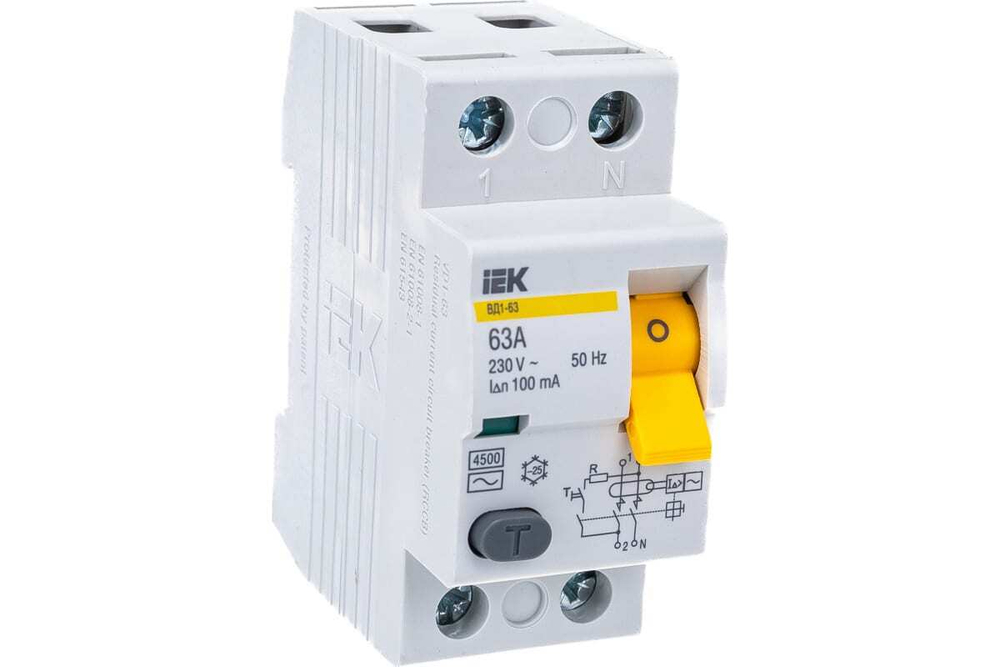 Выключатель дифференциальный (УЗО) ВД1-63 2Р 63А 100мА IEK