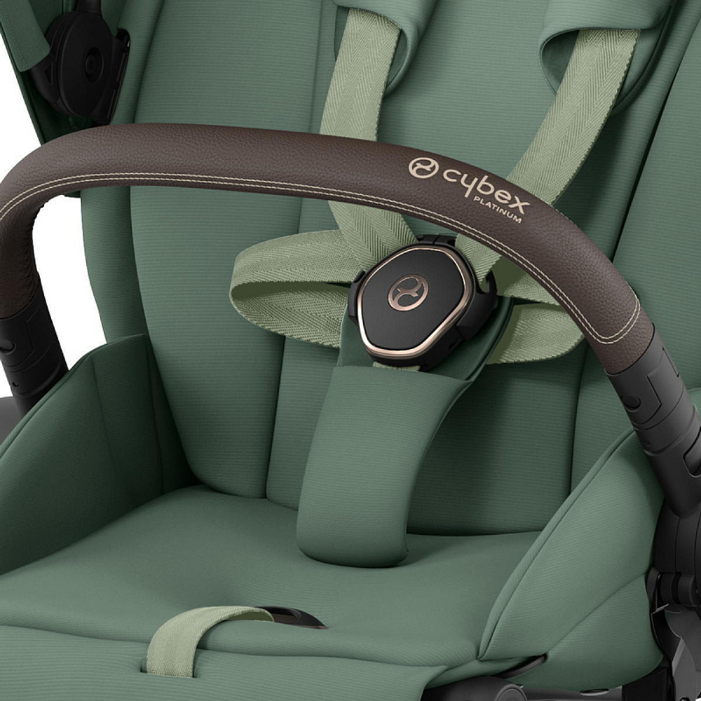 Коляска 3 в 1 Cybex Priam IV Rosegold complete и автокресло Aton S2 i-Size Moon Black Leaf Green