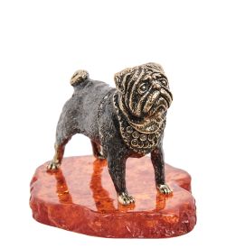 Народные промыслы AM-1309 Фигурка «Мопс» (латунь, янтарь)