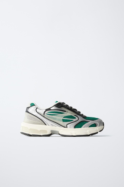 ZARA СПОРТИВНЫЕ КРОССОВКИ ИЗ СЕТЧАТОЙ ТКАНИ, ЗЕЛЕНЫЙ