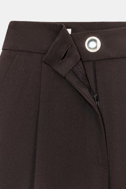 ZARA БРЮКИ ПАЛАЦЦО С ЗОЛОТОЙ ПУГОВИЦЕЙ, КОРИЧНЕВЫЙ