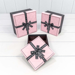 Коробка 19х19х9.5 см Набор 3 шт "Best Wishes For You" (Розовый, Черный)