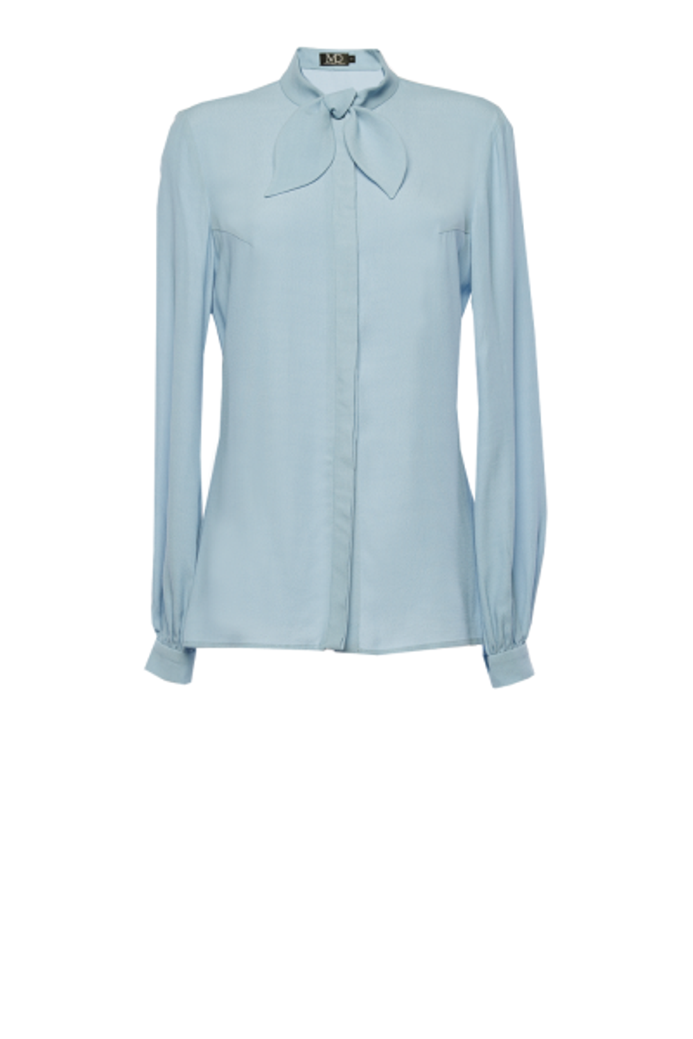 Блуза с воротником «стойка» голубая 27-18FW