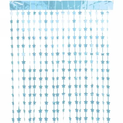 Занавес фольгированный «Звёзды» ш1м, в1.9м (глянец), голубой