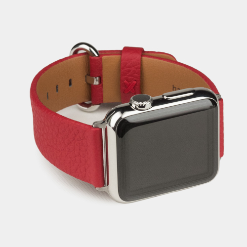 Ремешок для Apple Watch 44/45/46 mm из кожи теленка, красного цвета