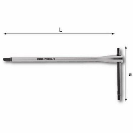 280 TK Шестигранные ключи с Т-образной сдвижной рукояткой 6 мм., USAG (Италия)