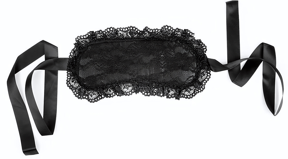 Черная кружевная маска с атласной лентой (Цвет: черный)