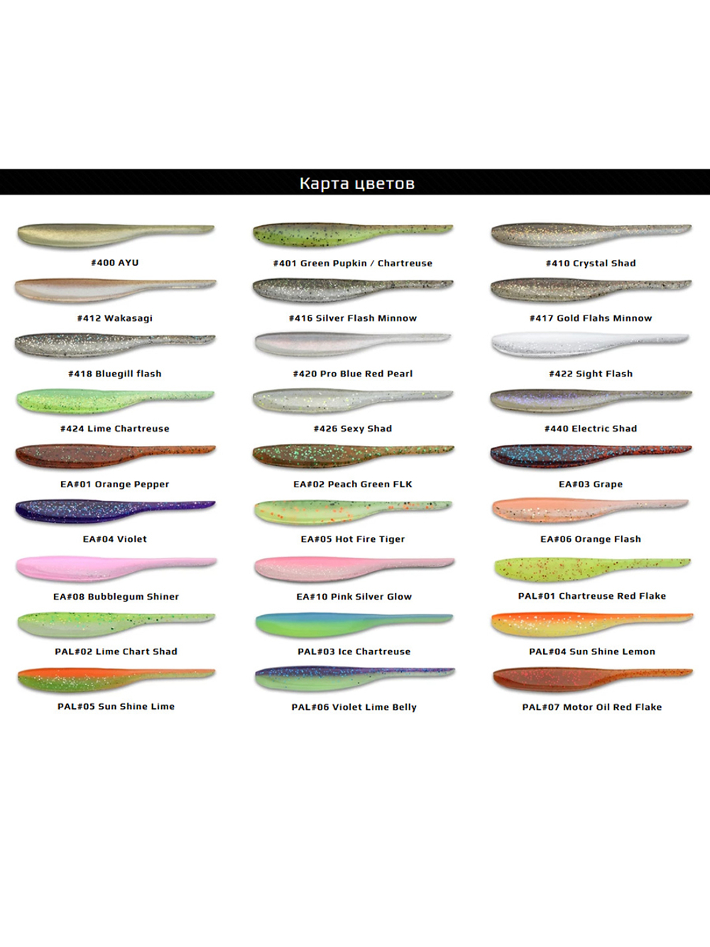 Приманка силиконовая Keitech Shad Impact 4", 5,2г, цвет #440 Electric Shad, 3 упаковки по 8 штук