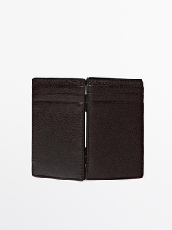 Massimo Dutti Вертикальный кошелек из кожи наппа «волшебный», коричневый