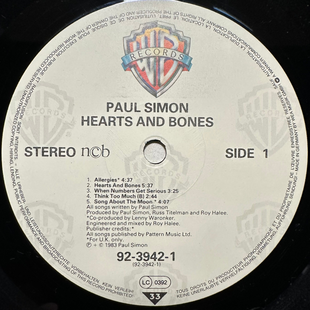 Paul Simon - Hearts And Bones (Скандинавия 1983г.)