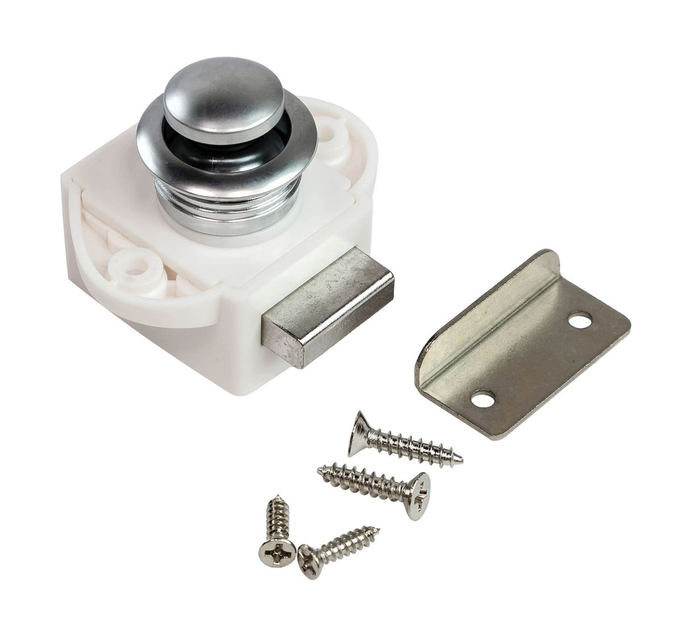 Замок дверной врезной, жемчуженый хром, белый корпус, D20мм