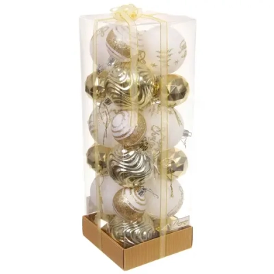 Набор шаров «Winter miracle» 7 см + 5 см (24 предмета), Белый/Золото