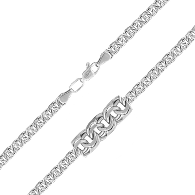 Цепь из белого золота (плетение «Бисмарк» с алмазными гранями по восьми сторонам)