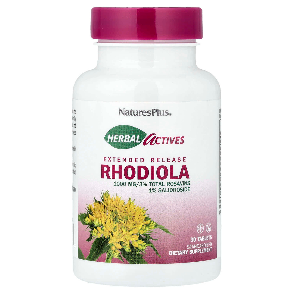 NaturesPlus, Herbal Actives, родиола, замедленное высвобождение, 30 таблеток