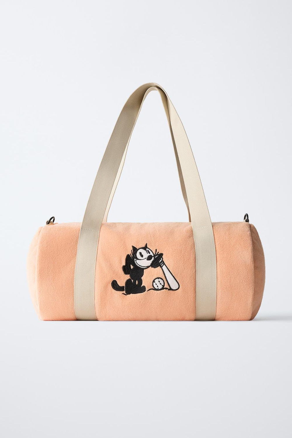 ZARA СУМКА-БОУЛИНГ ИЗ ФЛИСА FELIX THE CAT TM ©, КОРАЛЛОВО-КРАСНЫЙ