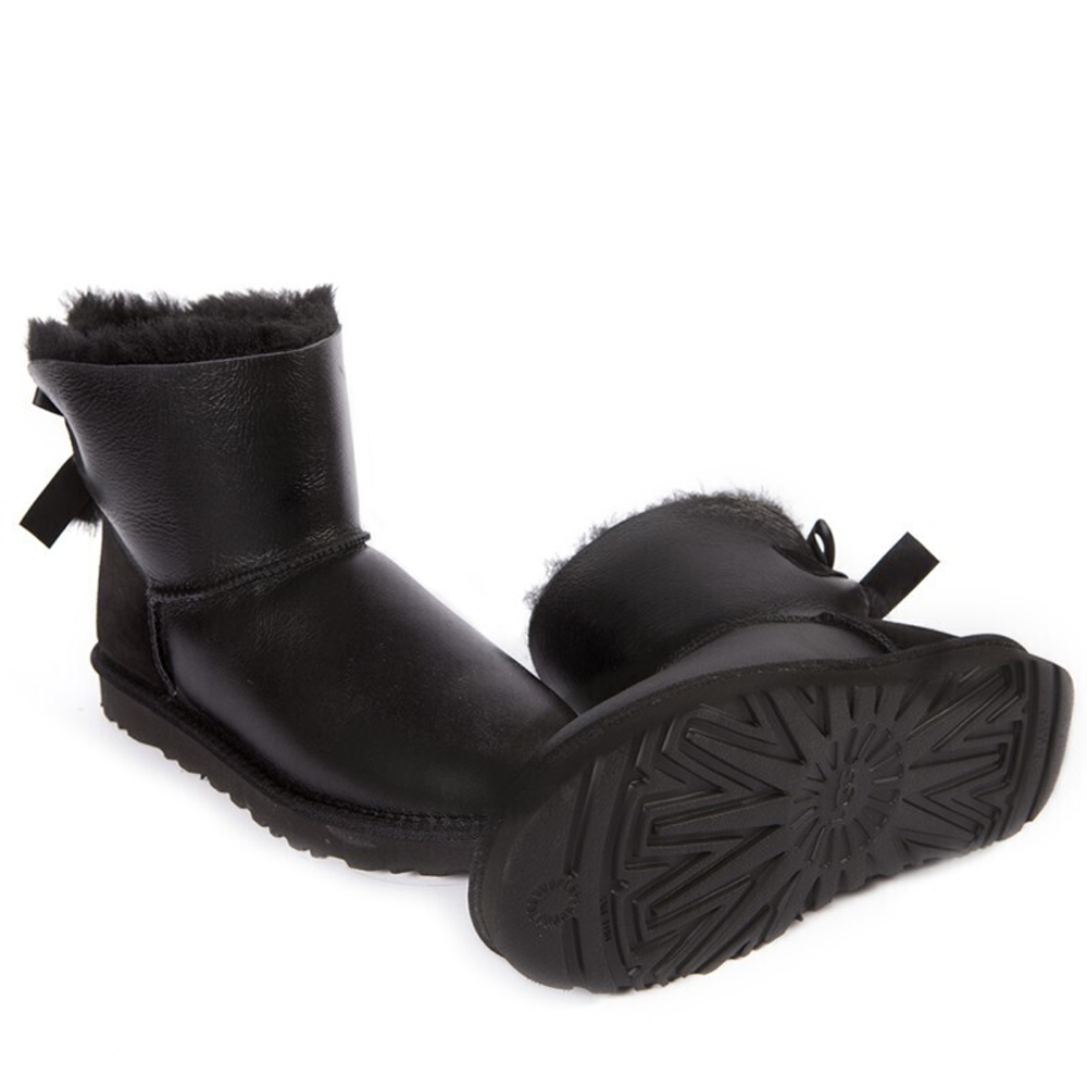Угги Mini Bailey Bow Fur Brush Metallic Boot Black