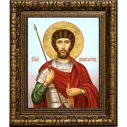 Константин Амморейский (Фригийский) мученик. Икона на холсте. В раме 17 х 21 см.