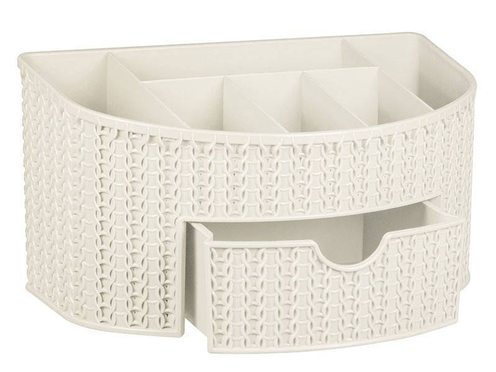 Органайзер "Вязание" с ящиком (белый ротанг)