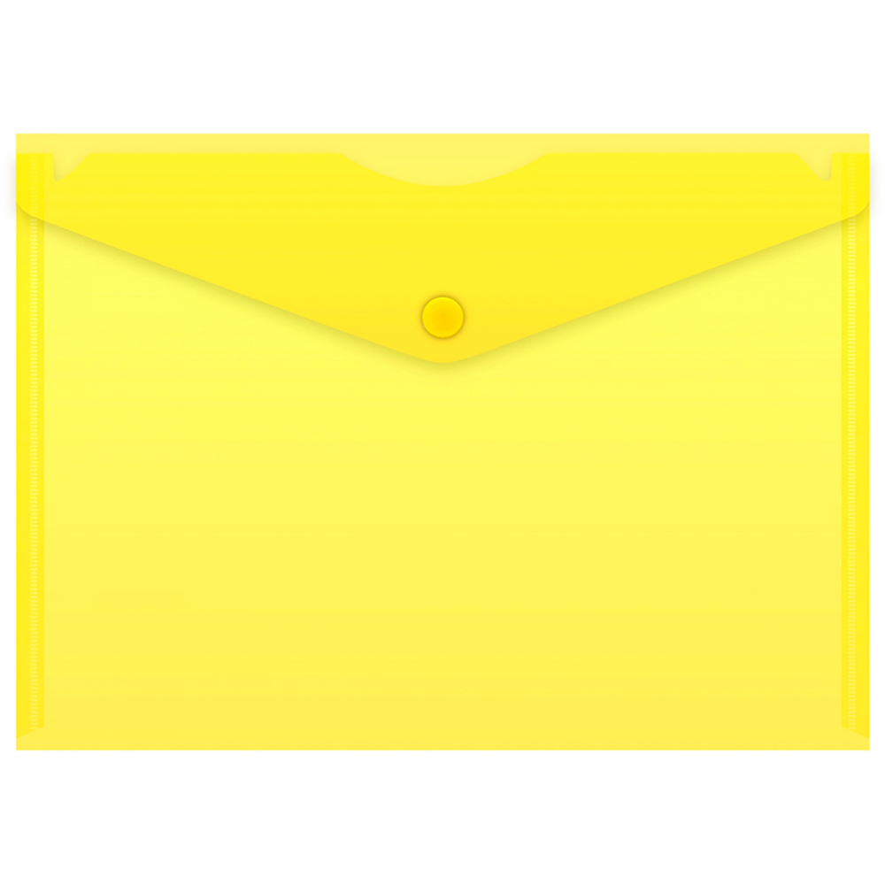 Папка-конверт на кнопке Бюрократ, А5, 180 мкм, желтая
