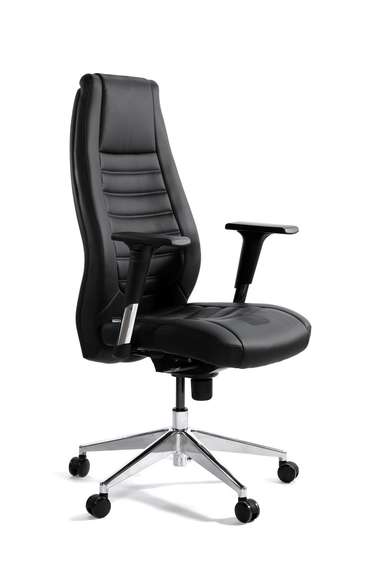 Кресло офисное Норден / Лорд / черная экокожа / алюминий крестовина