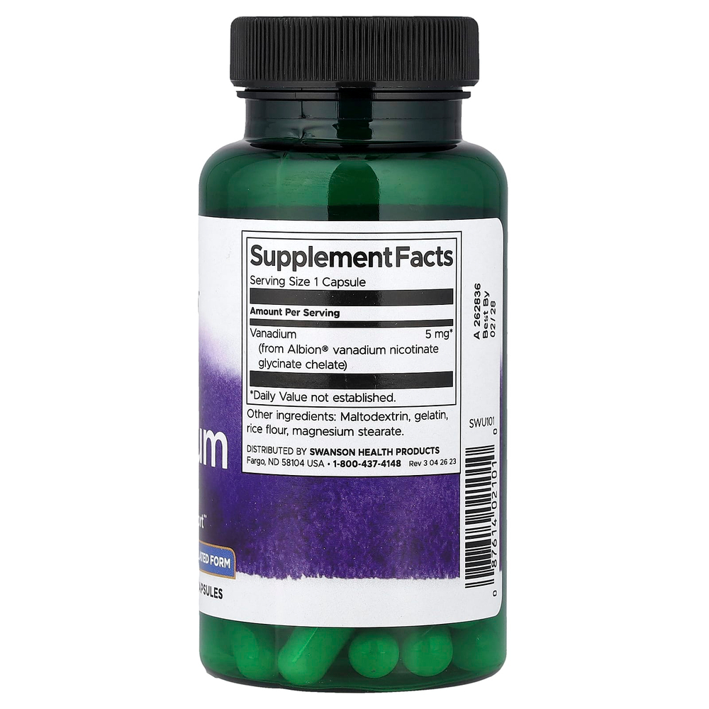 Swanson, Ванадий Albion®, 5 мг, 60 капсул