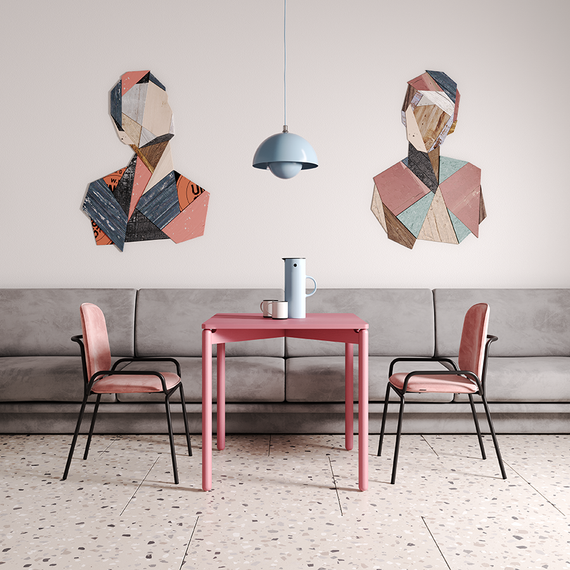 Стул Ror, Double Frame, розовый велюр