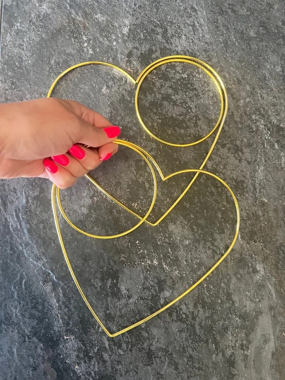 Набор каркасов для сумочки "Сердце" , золотой металл 3 мм