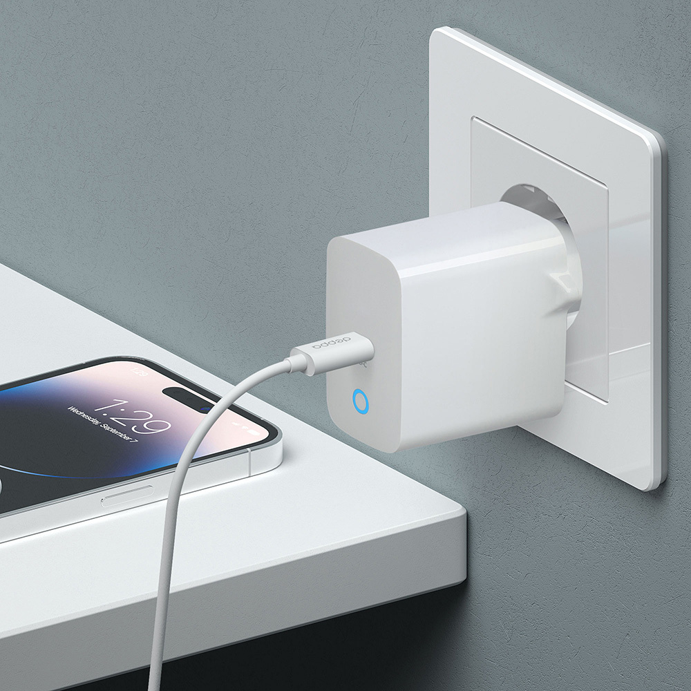 Сетевое зарядное устройство Wall Charger USB-C, 20Вт, PD, дата-кабель USB-C - Lightning MFI, белый
