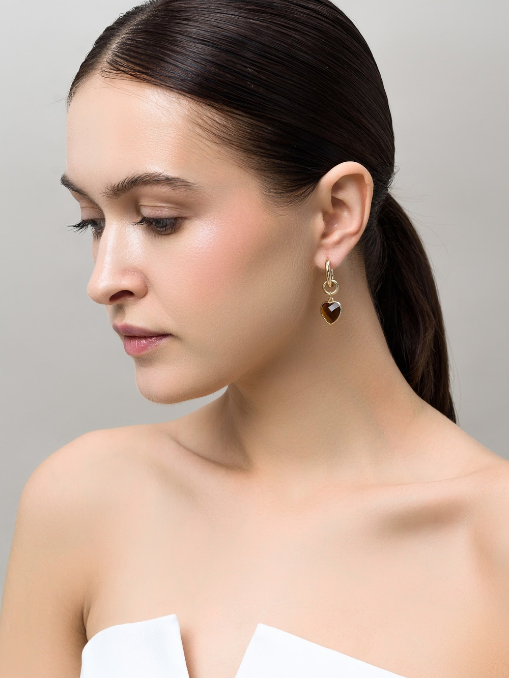 Серьги "Whale Amour" gold тигровый глаз