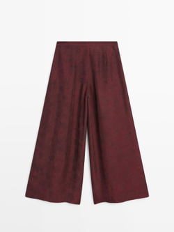 Massimo Dutti Широкие брюки с принтом и свободным кроем, цвет жженого апельсина