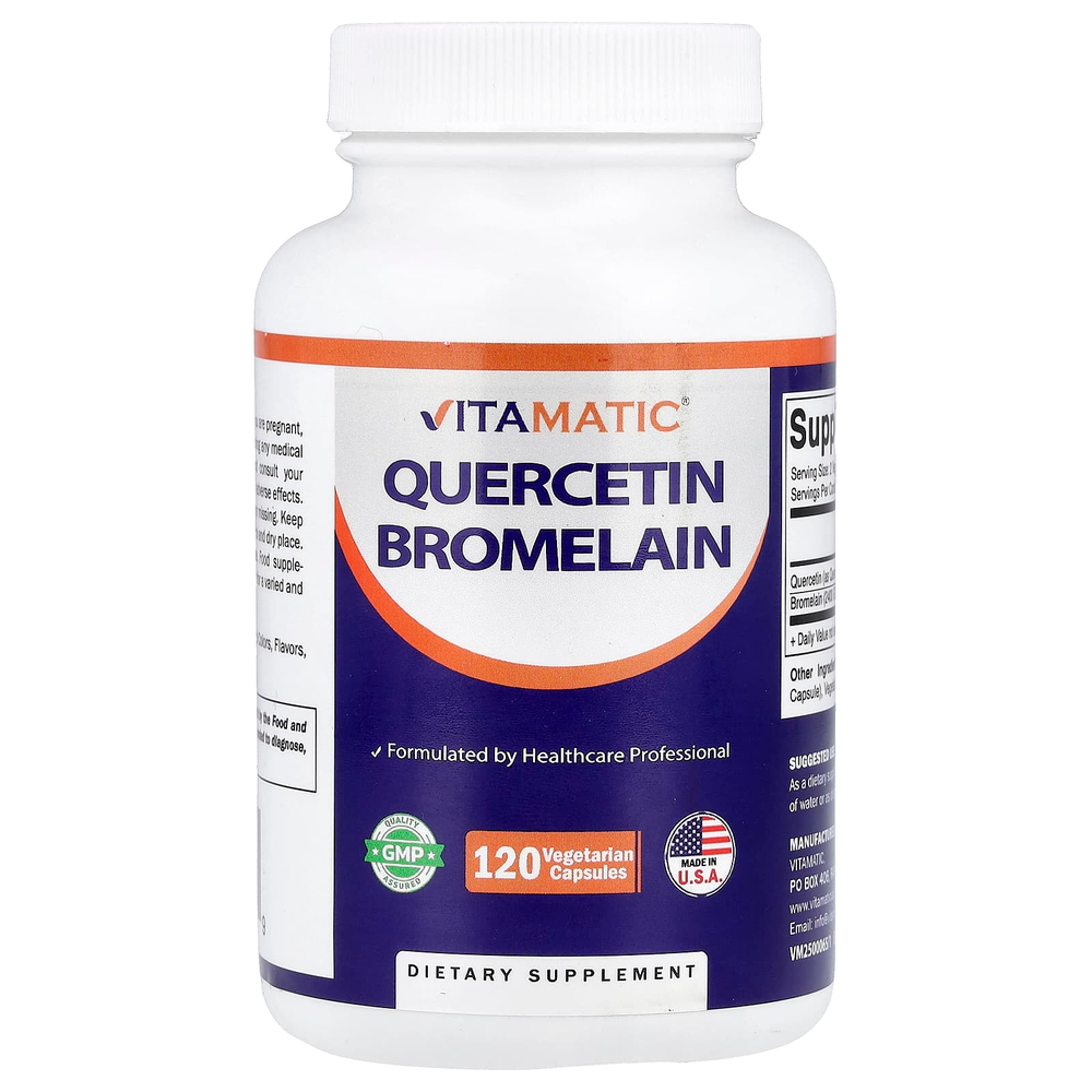 Vitamatic, кверцетин и бромелаин, 120 вегетарианских капсул