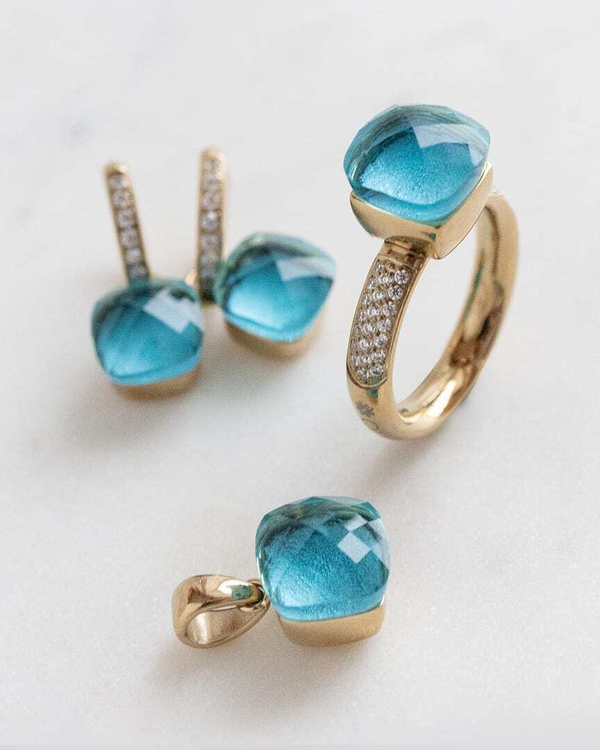 Колье Qudo Firenze dark aquamarine 400170.1 BL/RG