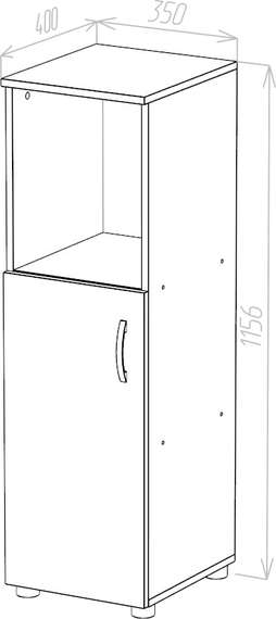 Стеллаж средний узкий полуоткрытый Стандарт Про ясень шимо светлый