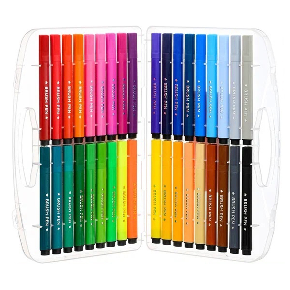 Фломастеры Basir, серия "Монстрики", разноцветные, в прозрачном пластиковом футляре, набор 36 шт