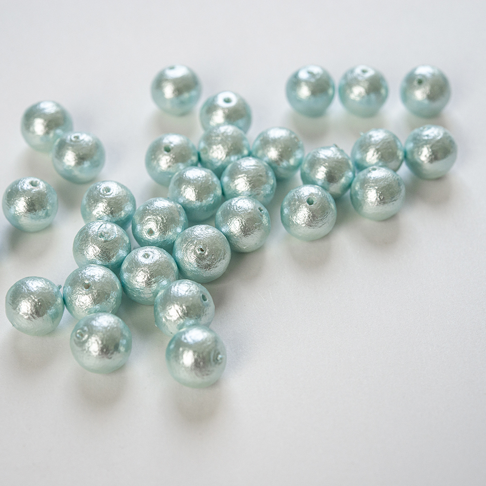 Хлопковый жемчуг, оттенок "Aqua", шар 8мм, сквозное отверстие