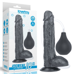 Черный фаллоимитатор-гигант с грушей 10 Squirt Extreme Dildo - 25,5 см. (Цвет: черный)