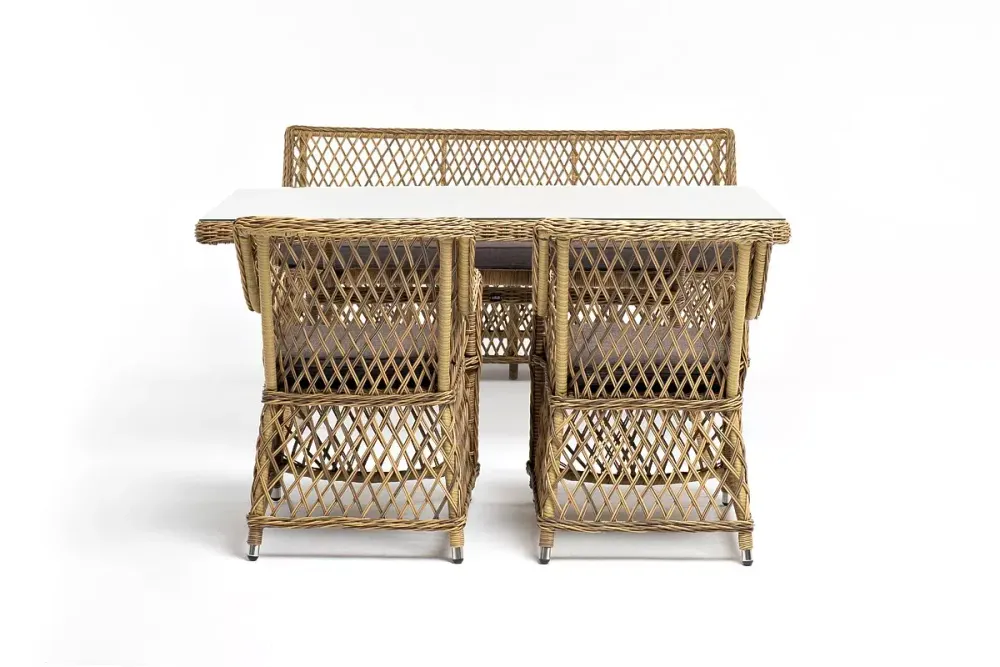 "Катания" обеденная группа плетеная на 4 персоны, цвет соломенный