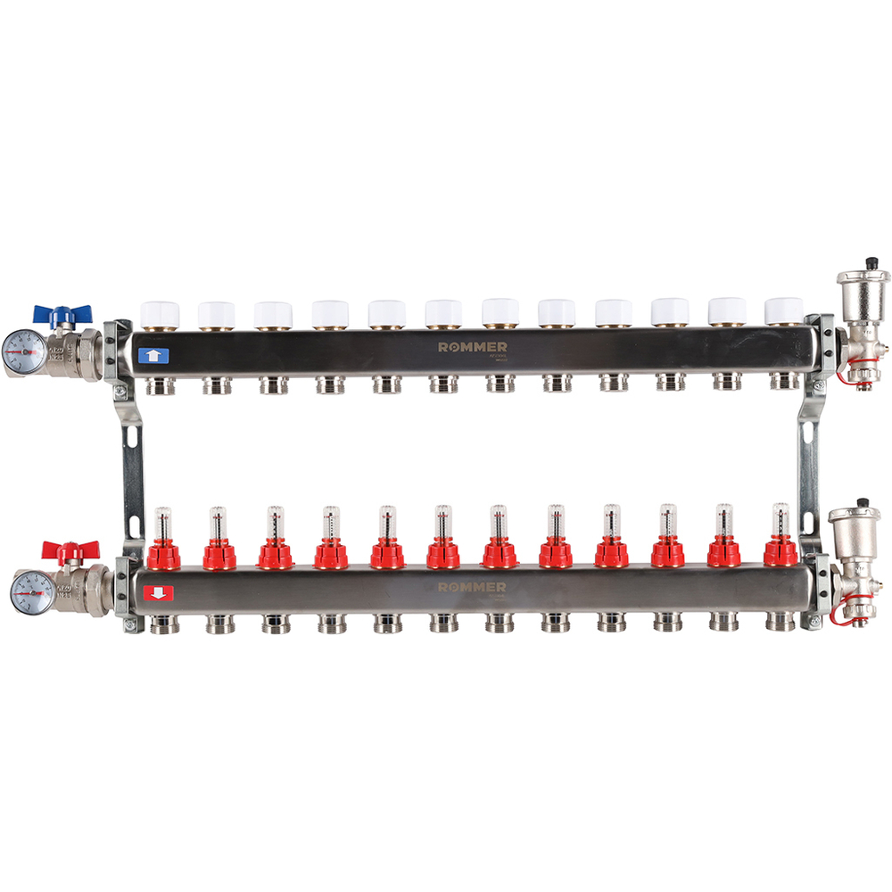 ROMMER RMS-1210-000012 ROMMER Коллектор из нержавеющей стали в сборе с расходомерами 12 вых.