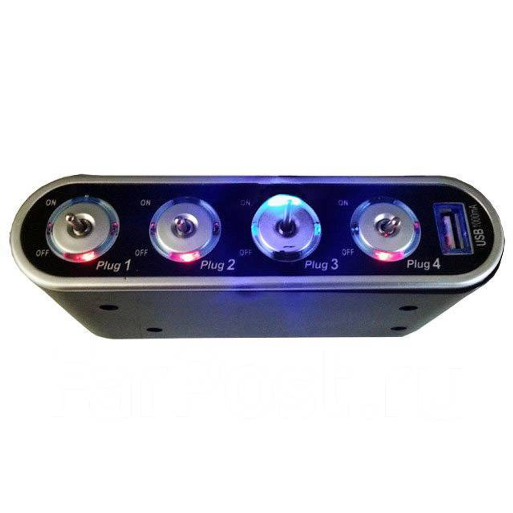 Автоприкуриватель WF-0307 на 4 гнезда+USB