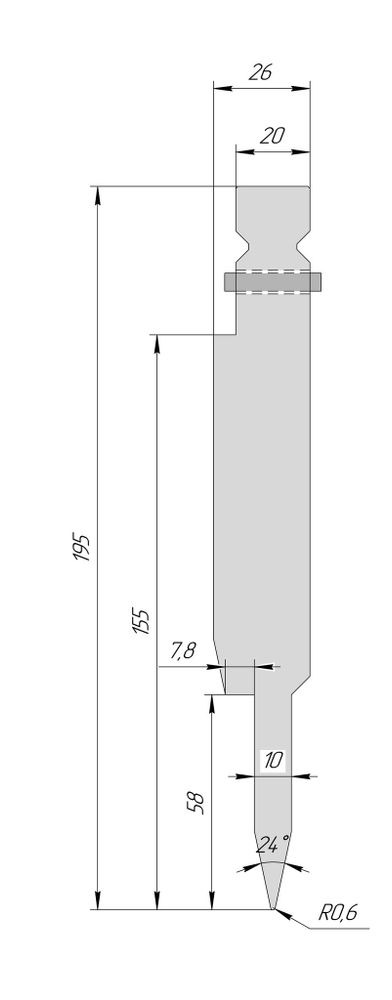 Пуансон для плющения HTP 1250 28° H195 R0,6