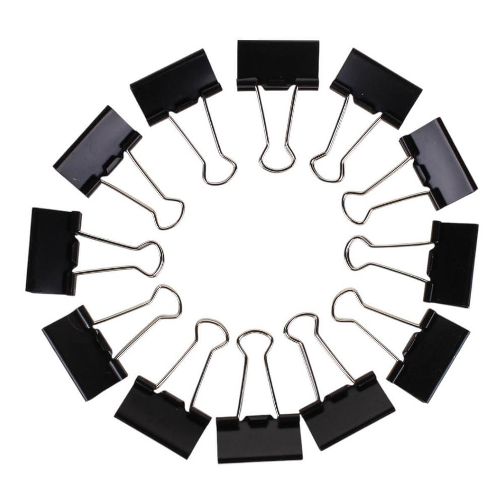 Зажимы для бумаг 32мм, 12 шт, черные, картонная коробка